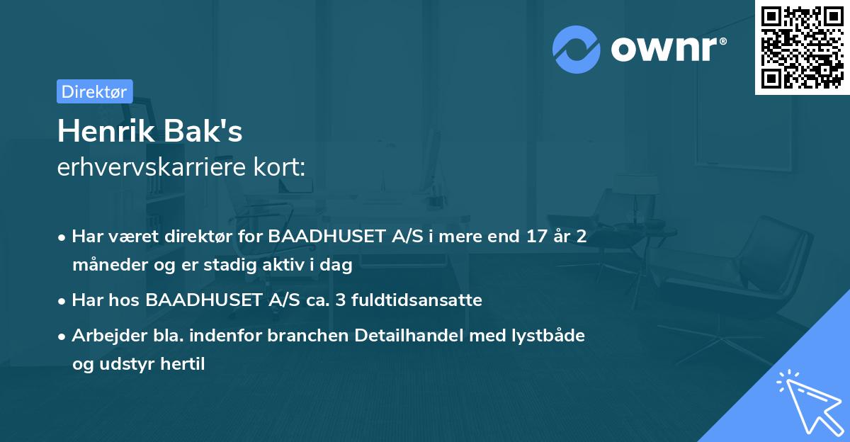 Henrik Bak's erhvervskarriere kort