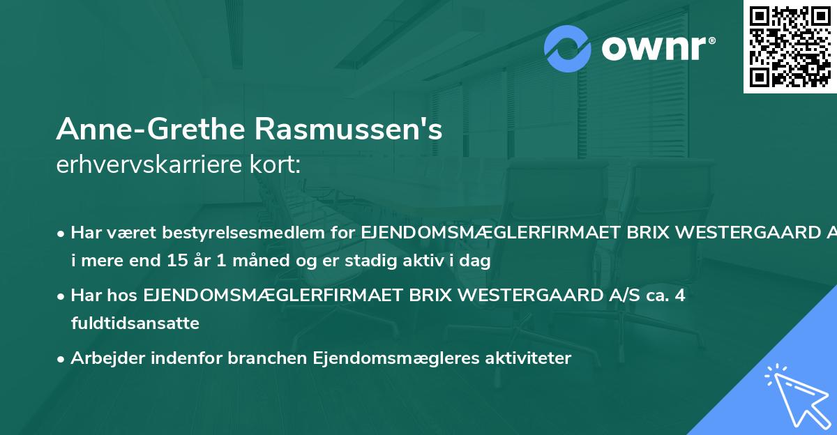 Anne-Grethe Rasmussen's erhvervskarriere kort