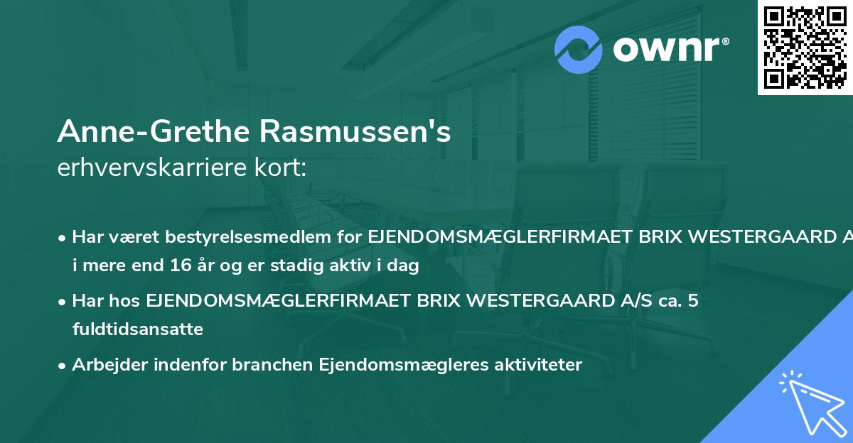 Anne-Grethe Rasmussen's erhvervskarriere kort
