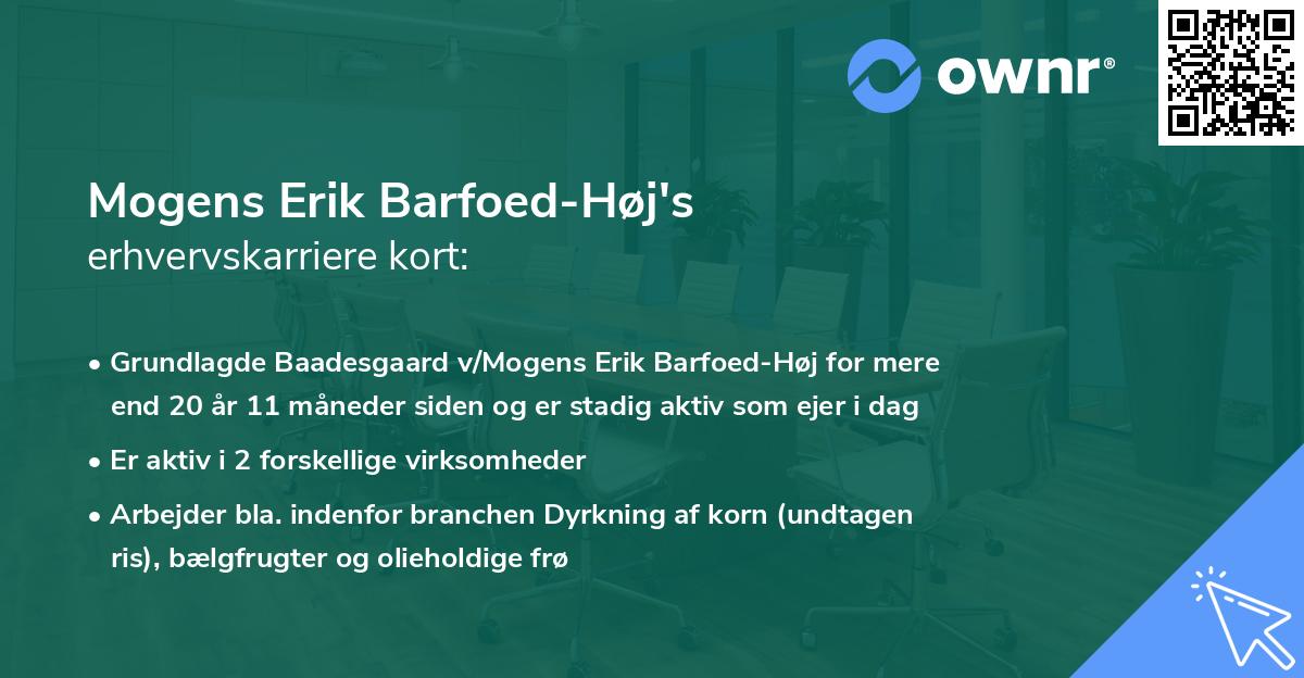 Mogens Erik Barfoed-Høj's erhvervskarriere kort