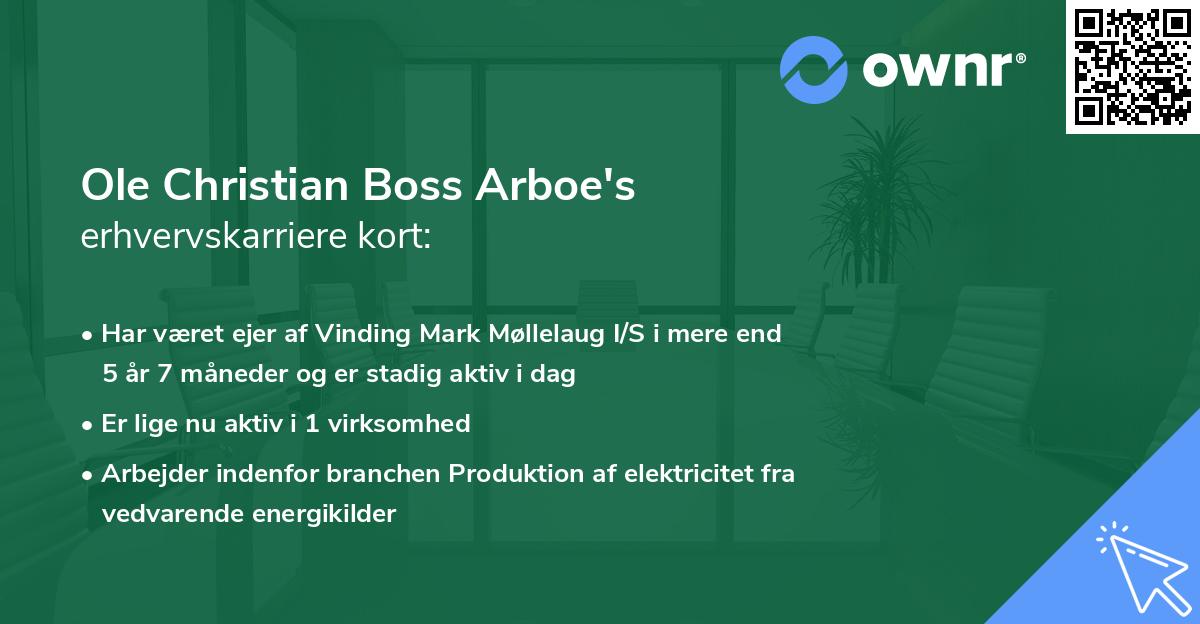 Ole Christian Boss Arboe's erhvervskarriere kort