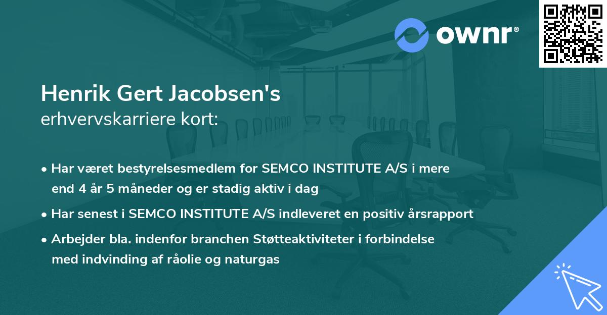 Henrik Gert Jacobsen's erhvervskarriere kort