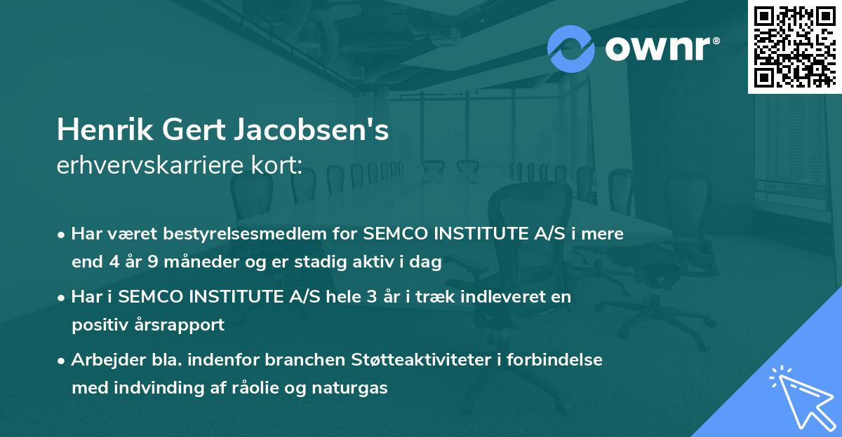 Henrik Gert Jacobsen's erhvervskarriere kort