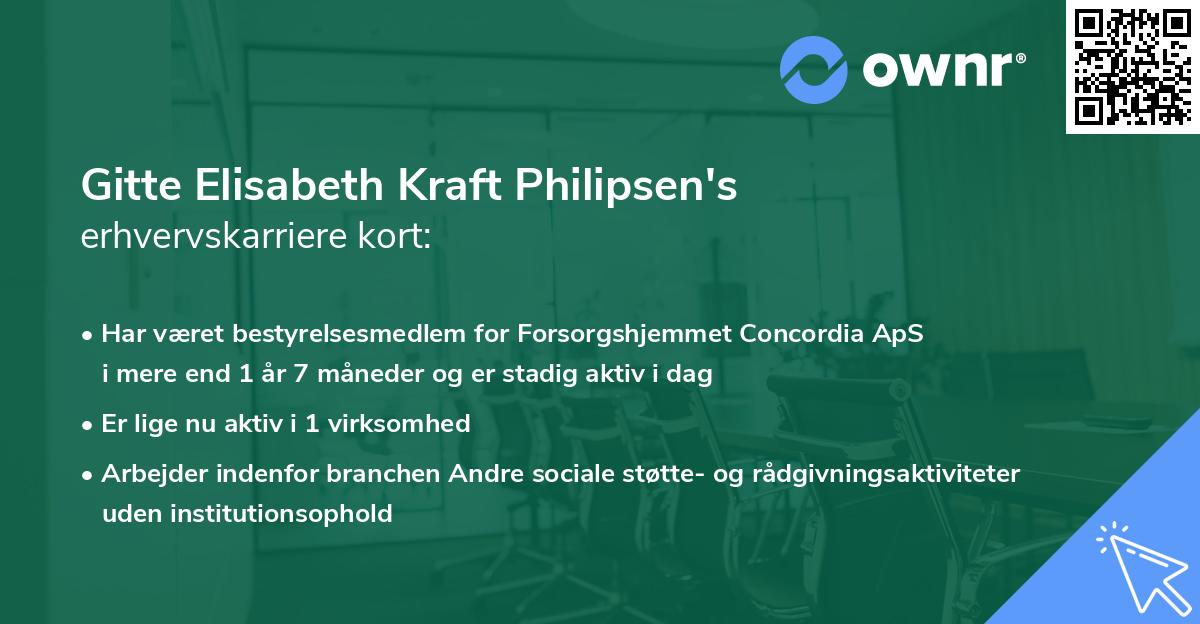 Gitte Elisabeth Kraft Philipsen's erhvervskarriere kort