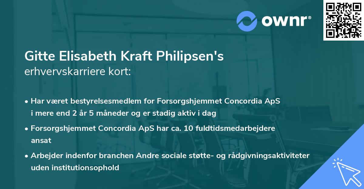 Gitte Elisabeth Kraft Philipsen's erhvervskarriere kort