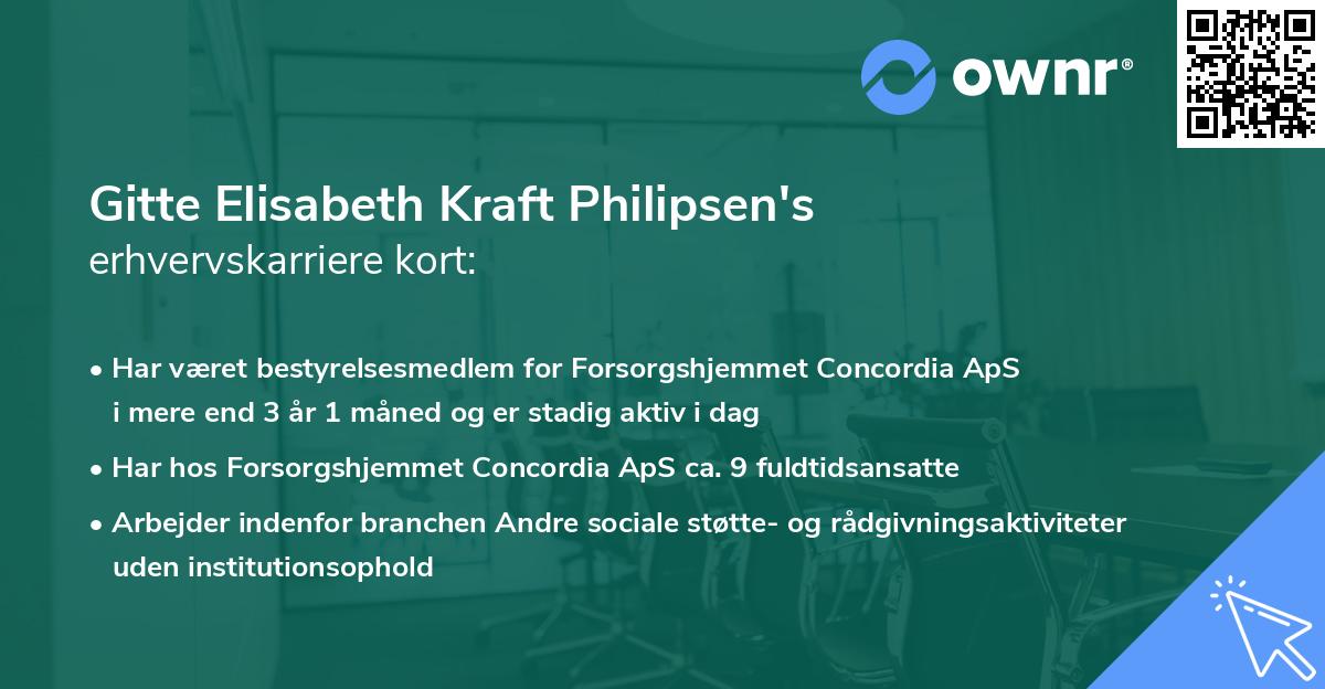 Gitte Elisabeth Kraft Philipsen's erhvervskarriere kort