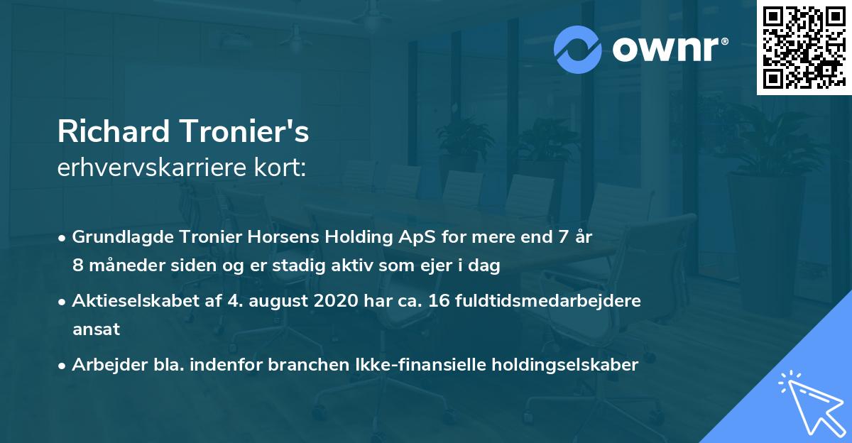 Richard Tronier's erhvervskarriere kort
