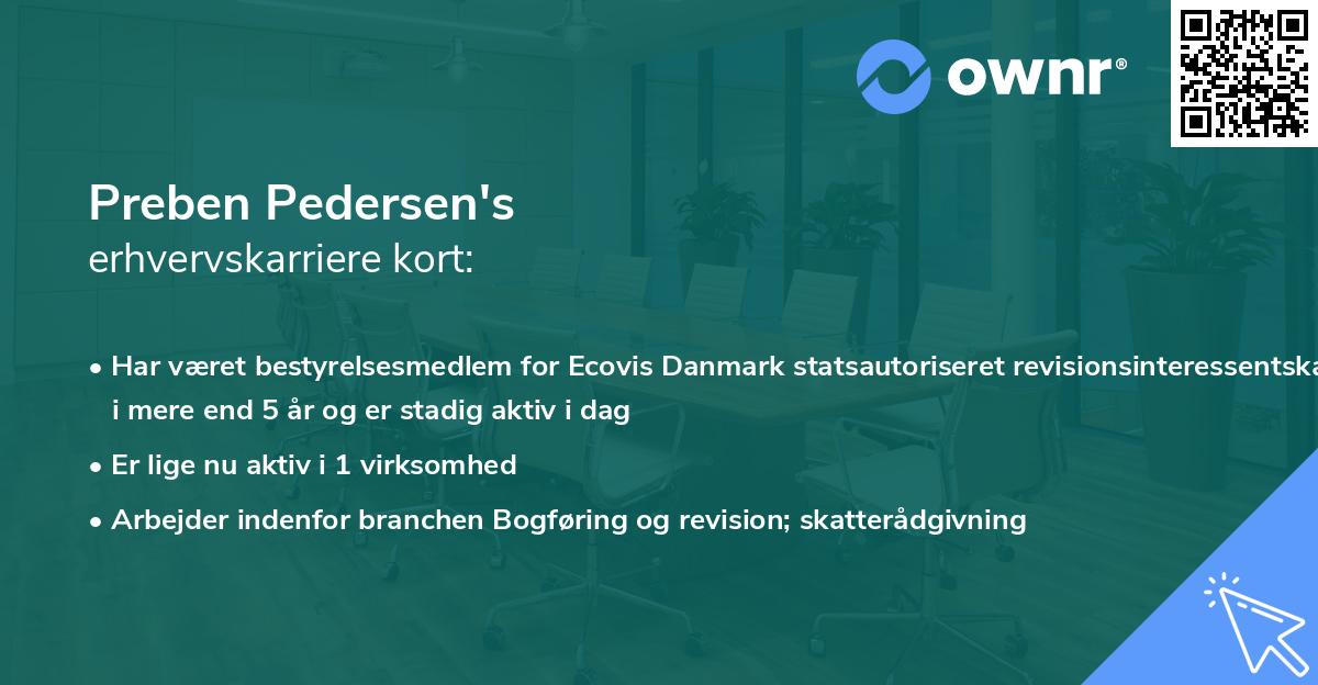 Preben Pedersen's erhvervskarriere kort