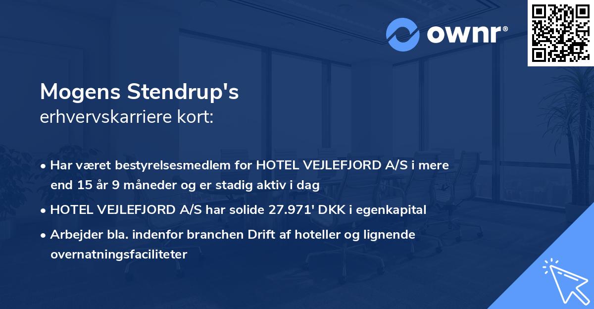 Mogens Stendrup's erhvervskarriere kort