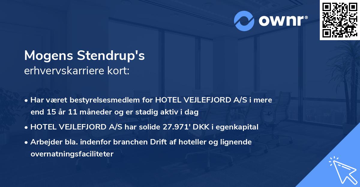 Mogens Stendrup's erhvervskarriere kort