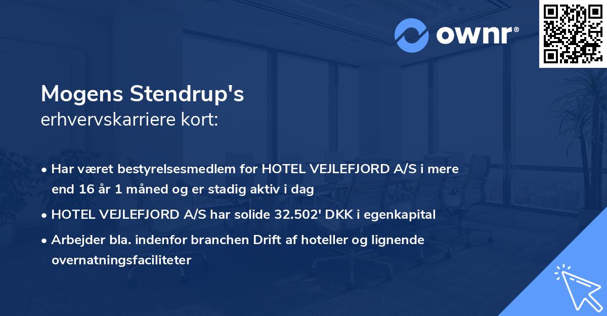 Mogens Stendrup's erhvervskarriere kort
