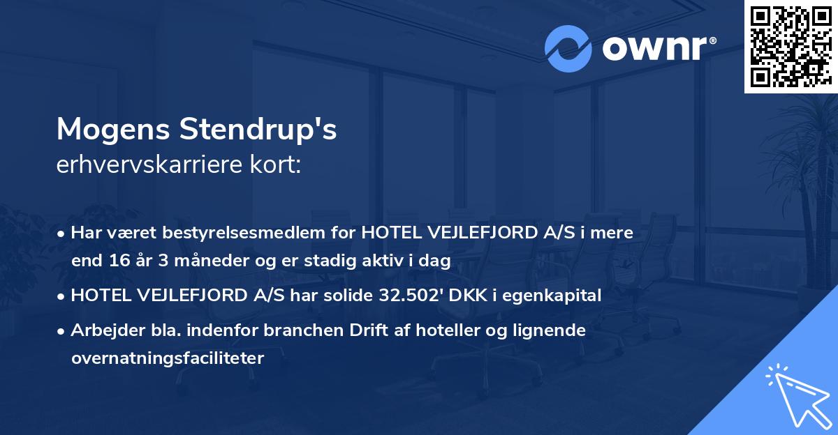 Mogens Stendrup's erhvervskarriere kort