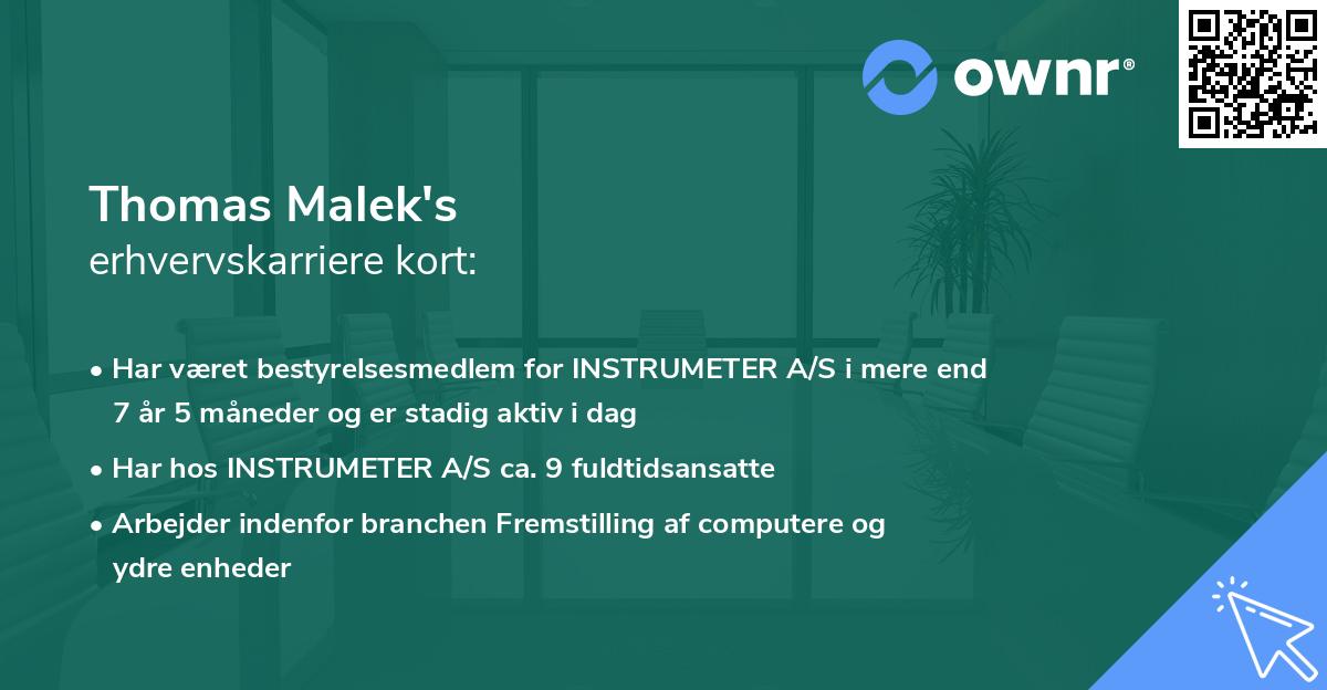 Thomas Malek's erhvervskarriere kort