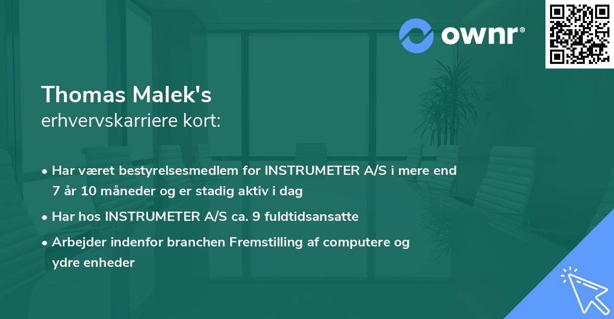 Thomas Malek's erhvervskarriere kort