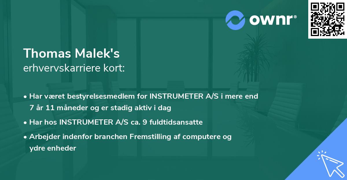 Thomas Malek's erhvervskarriere kort