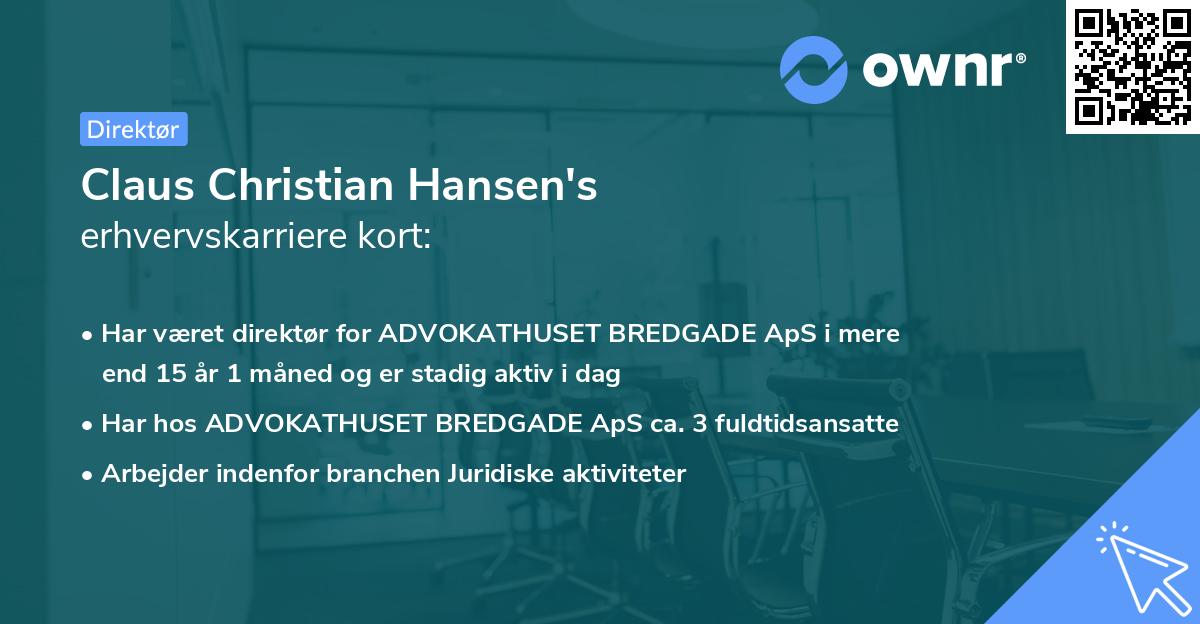 Claus Christian Hansen's erhvervskarriere kort