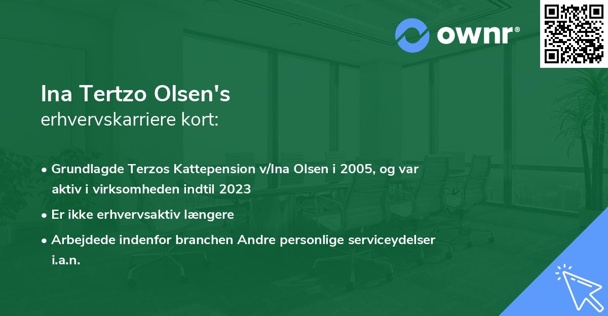 Ina Tertzo Olsen's erhvervskarriere kort