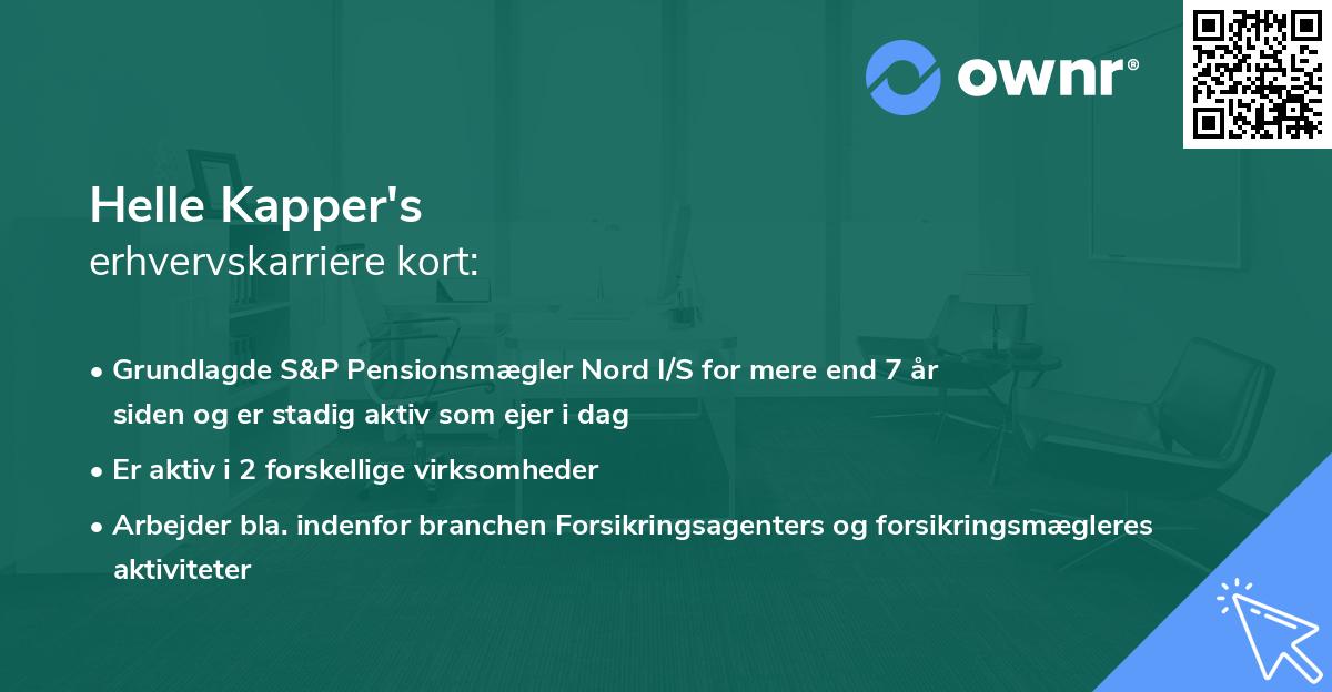 Helle Kapper's erhvervskarriere kort