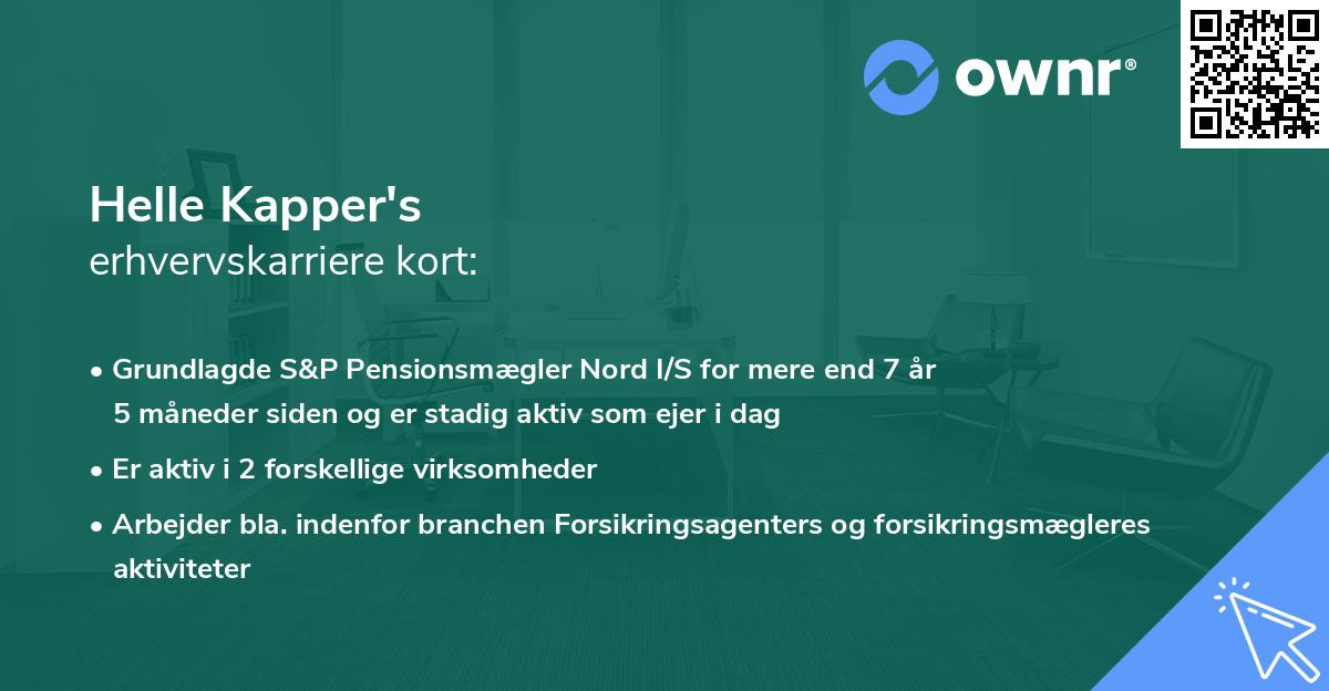 Helle Kapper's erhvervskarriere kort