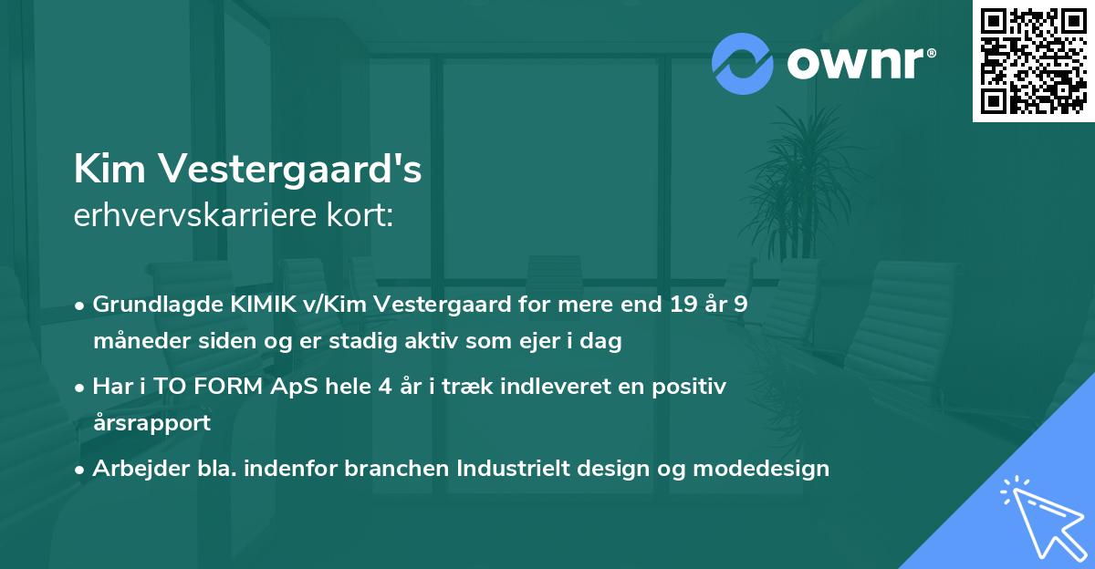 Kim Vestergaard's erhvervskarriere kort