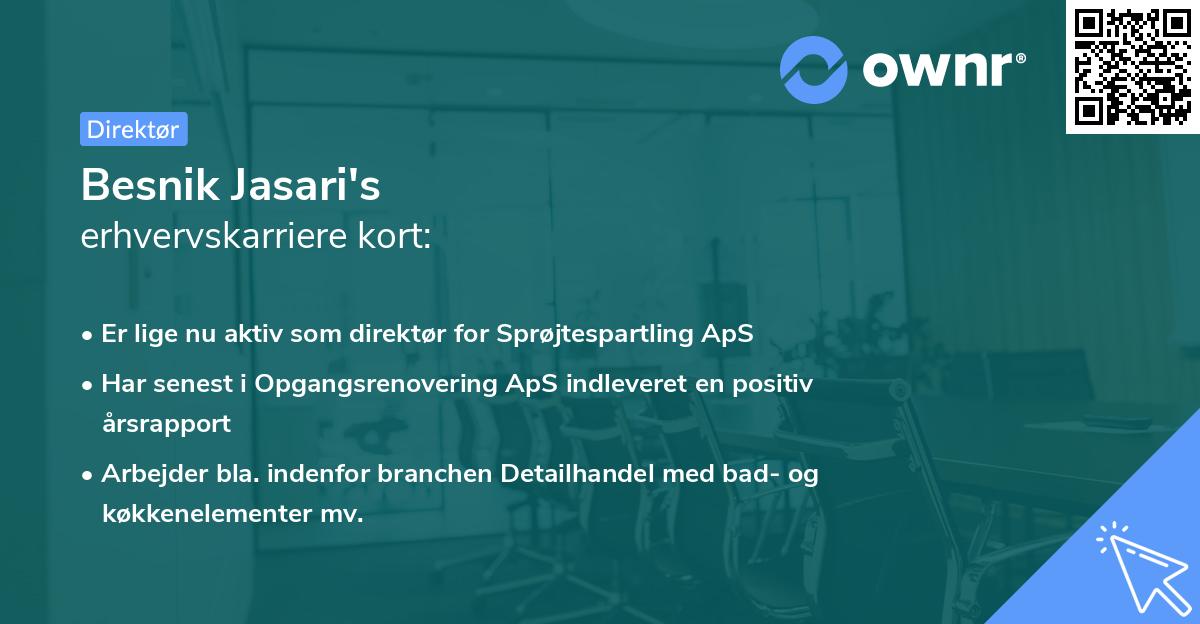 Besnik Jasari's erhvervskarriere kort