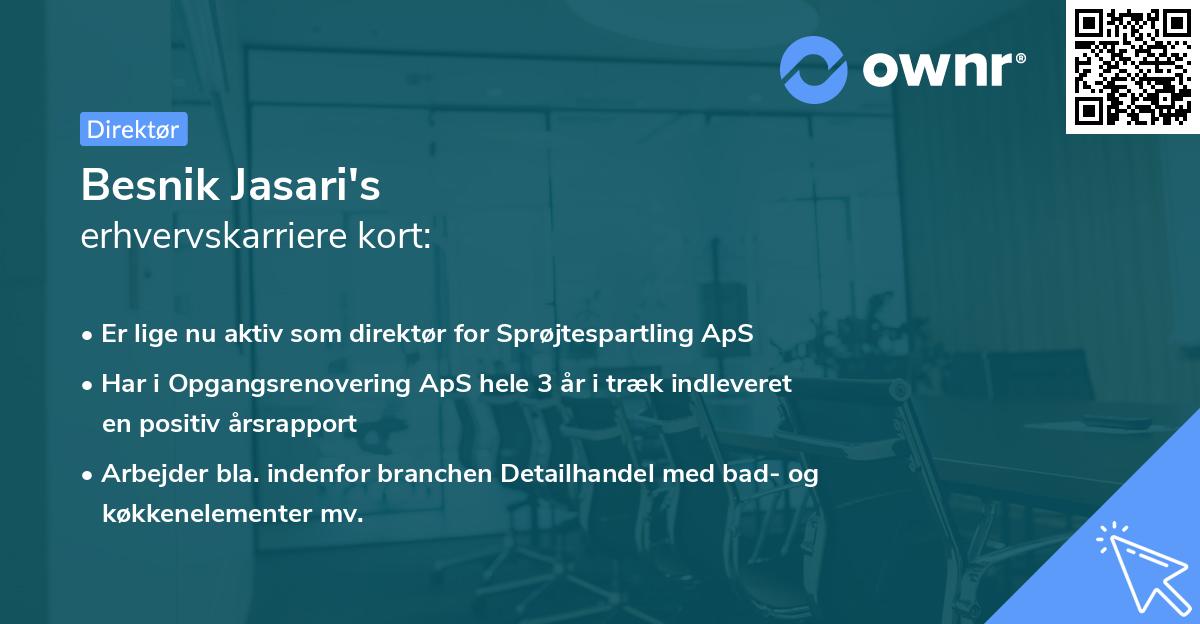 Besnik Jasari's erhvervskarriere kort