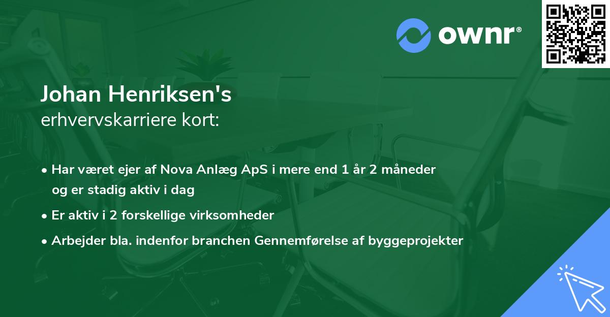 Johan Henriksen's erhvervskarriere kort
