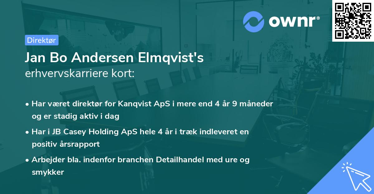Jan Bo Andersen Elmqvist's erhvervskarriere kort