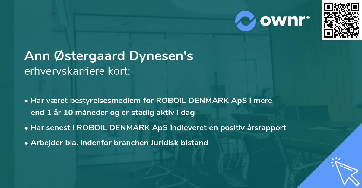 Ann Østergaard Dynesen's erhvervskarriere kort