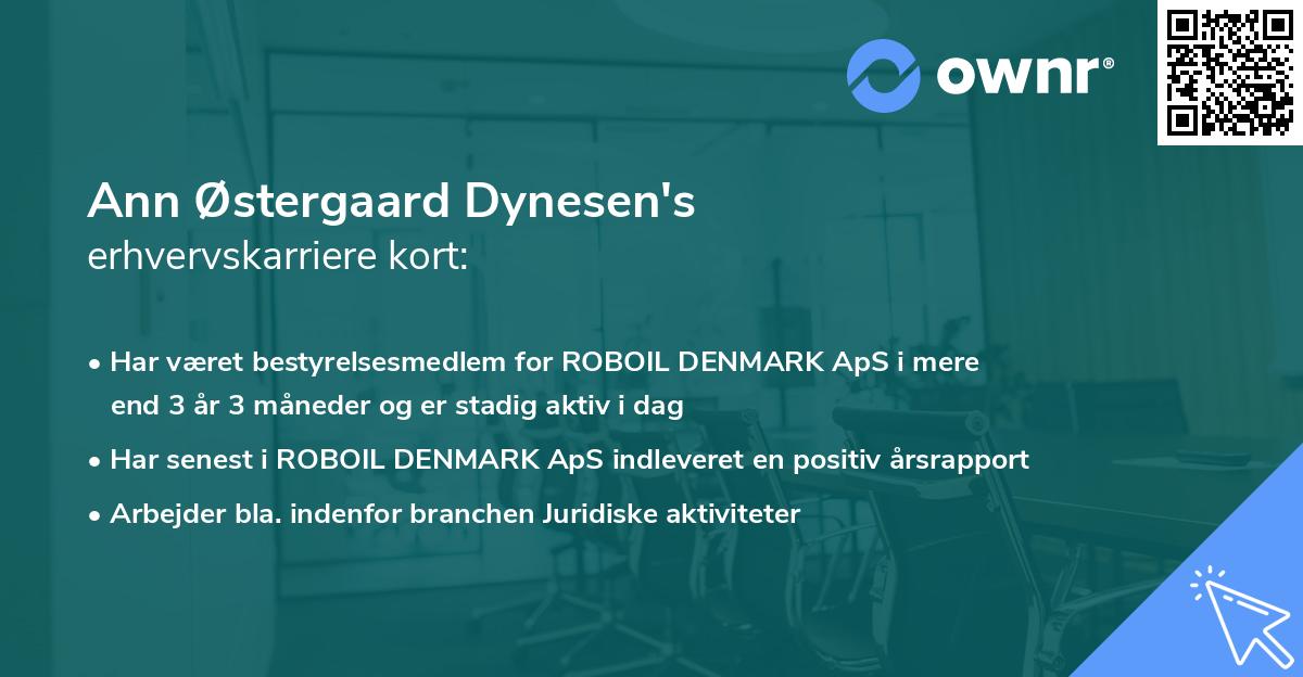 Ann Østergaard Dynesen's erhvervskarriere kort