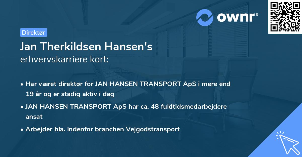Jan Therkildsen Hansen's erhvervskarriere kort