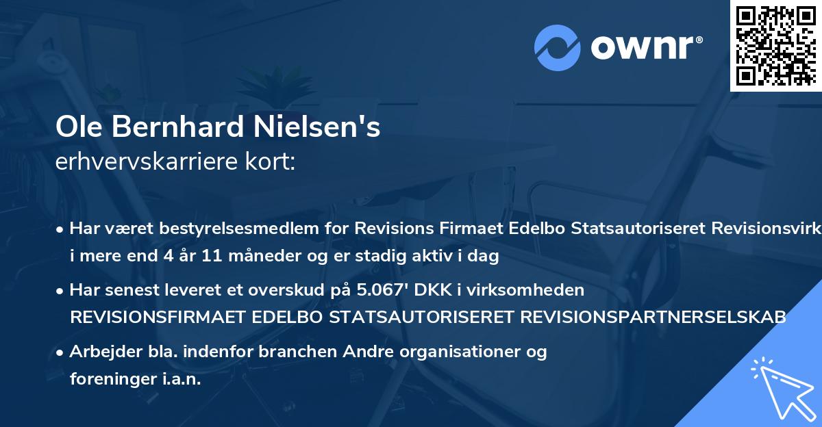 Ole Bernhard Nielsen's erhvervskarriere kort