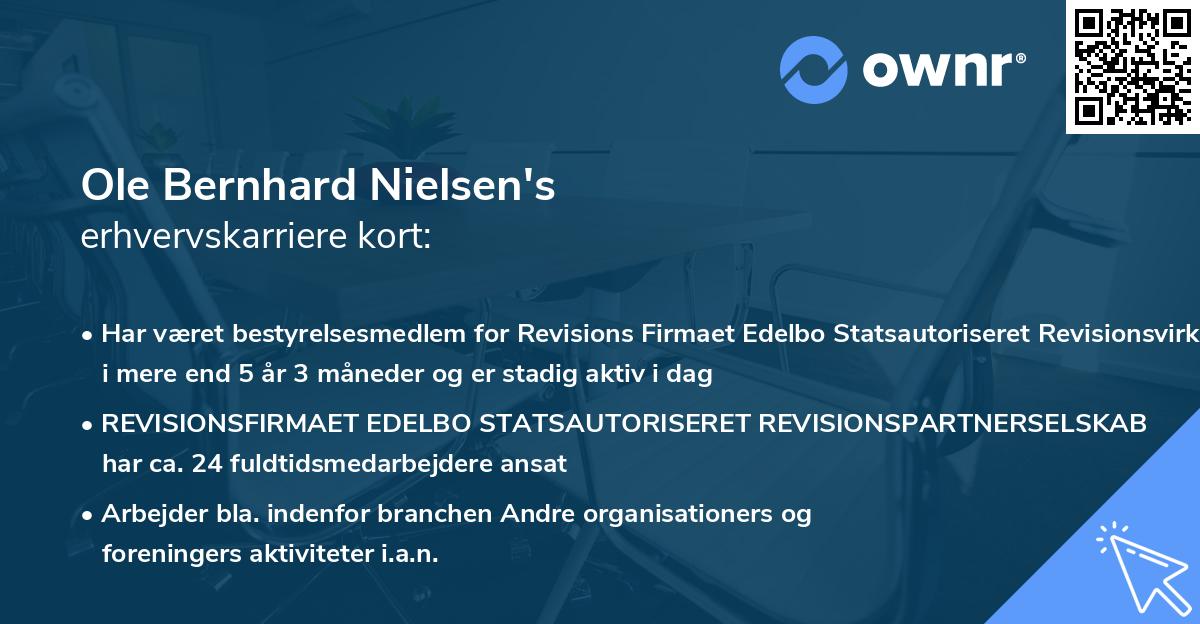 Ole Bernhard Nielsen's erhvervskarriere kort