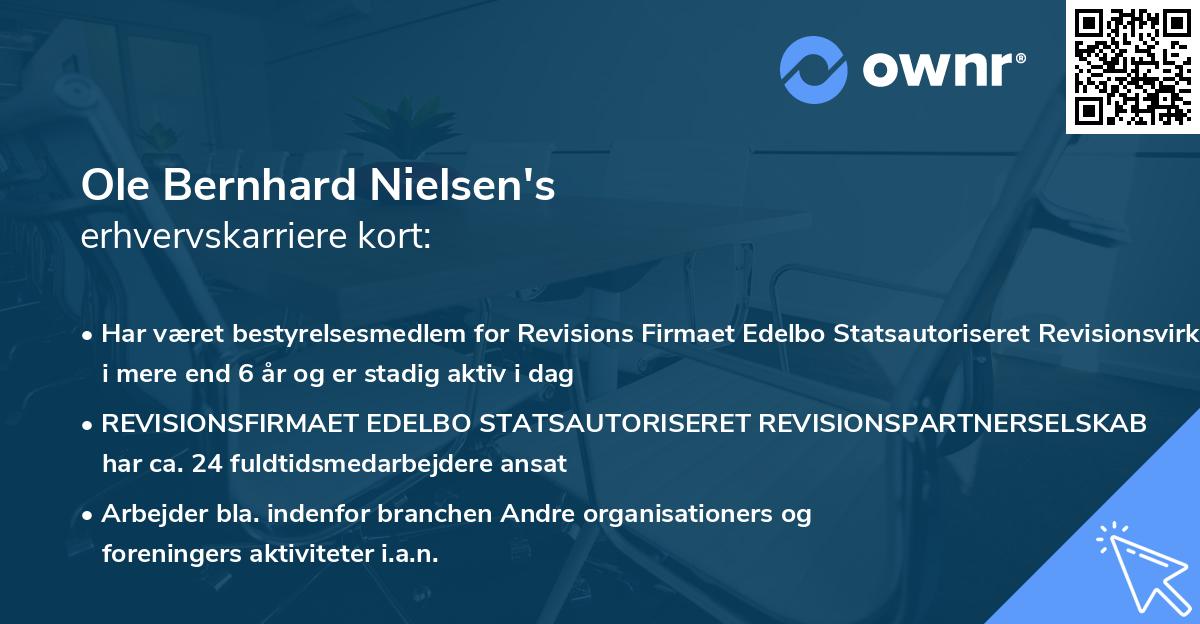 Ole Bernhard Nielsen's erhvervskarriere kort