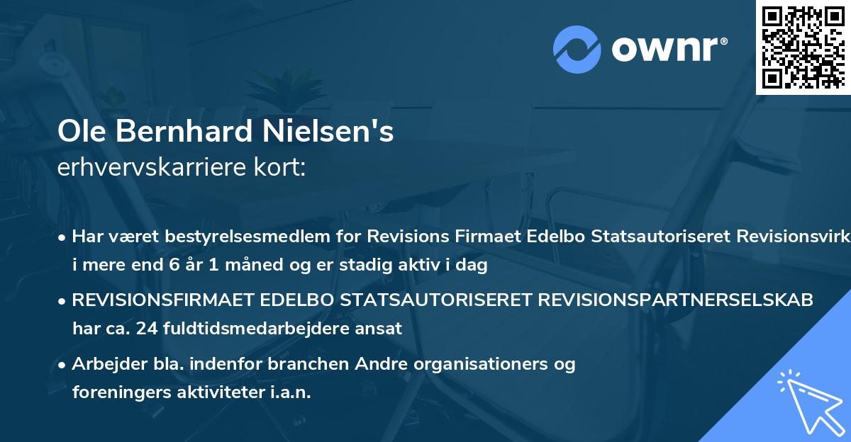 Ole Bernhard Nielsen's erhvervskarriere kort