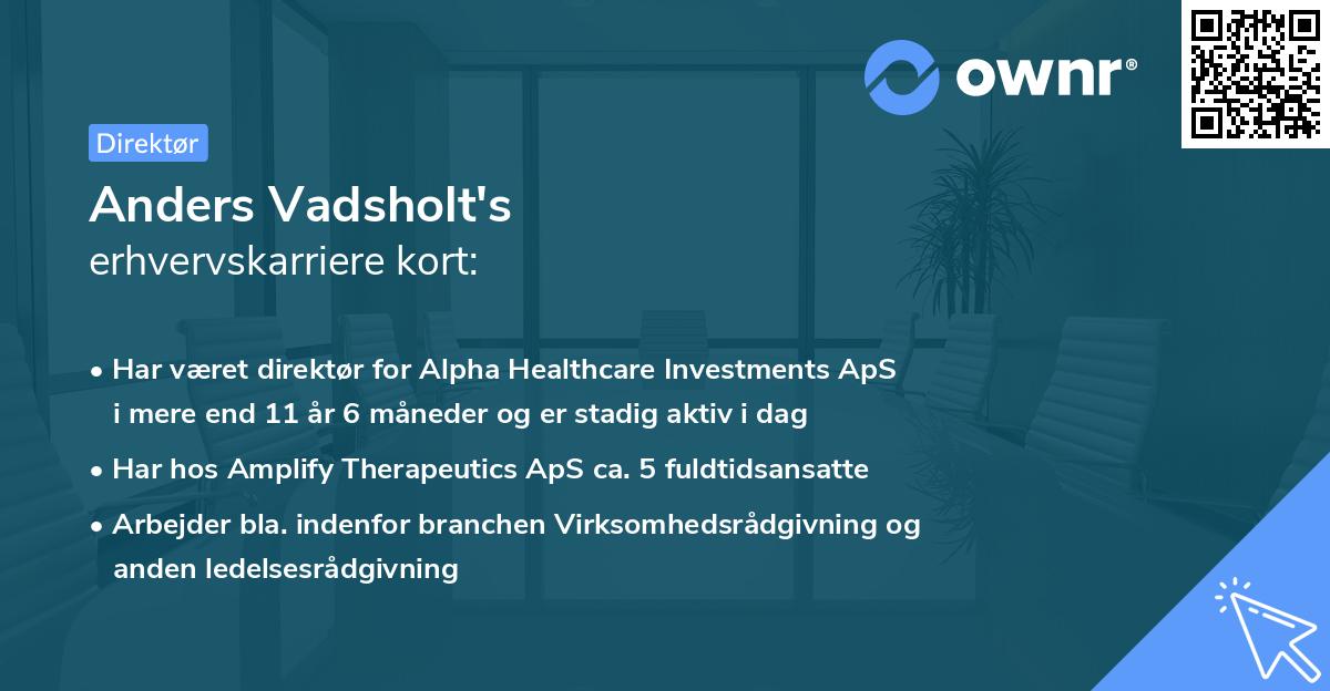 Anders Vadsholt's erhvervskarriere kort