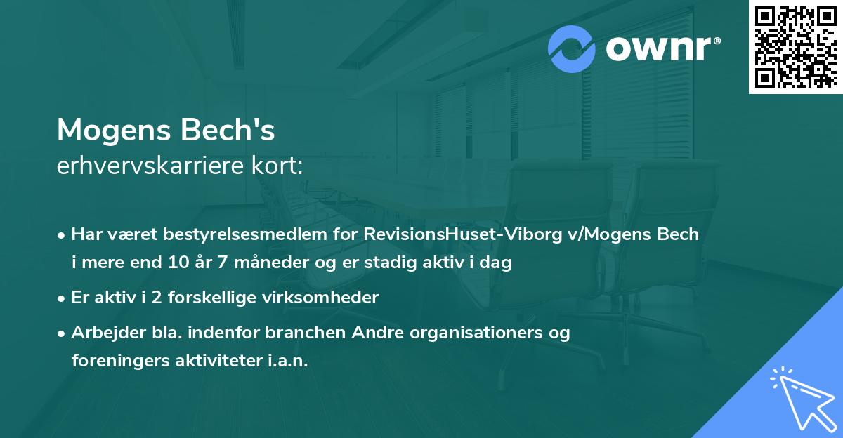 Mogens Bech's erhvervskarriere kort