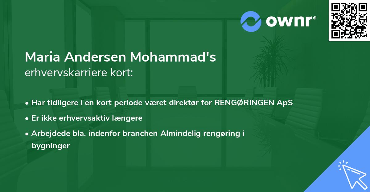 Maria Andersen Mohammad's erhvervskarriere kort