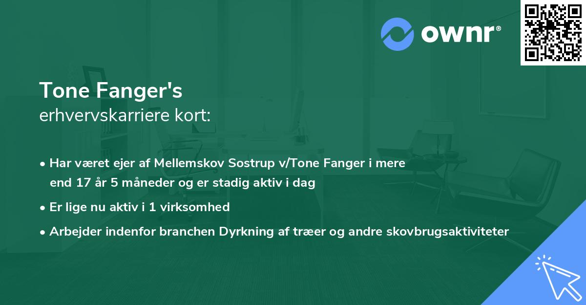 Tone Fanger's erhvervskarriere kort