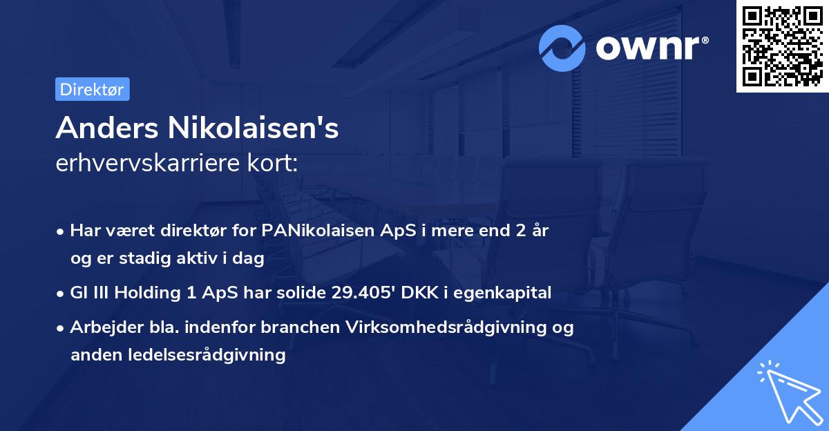 Anders Nikolaisen's erhvervskarriere kort