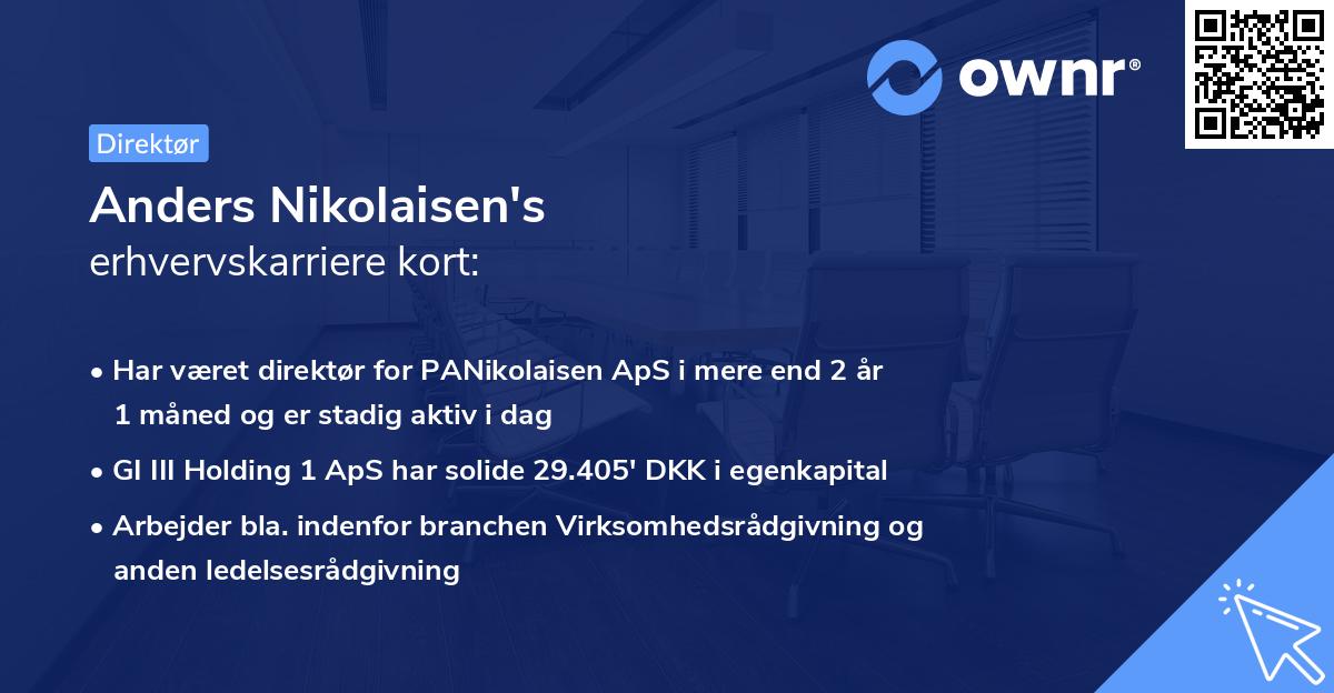 Anders Nikolaisen's erhvervskarriere kort
