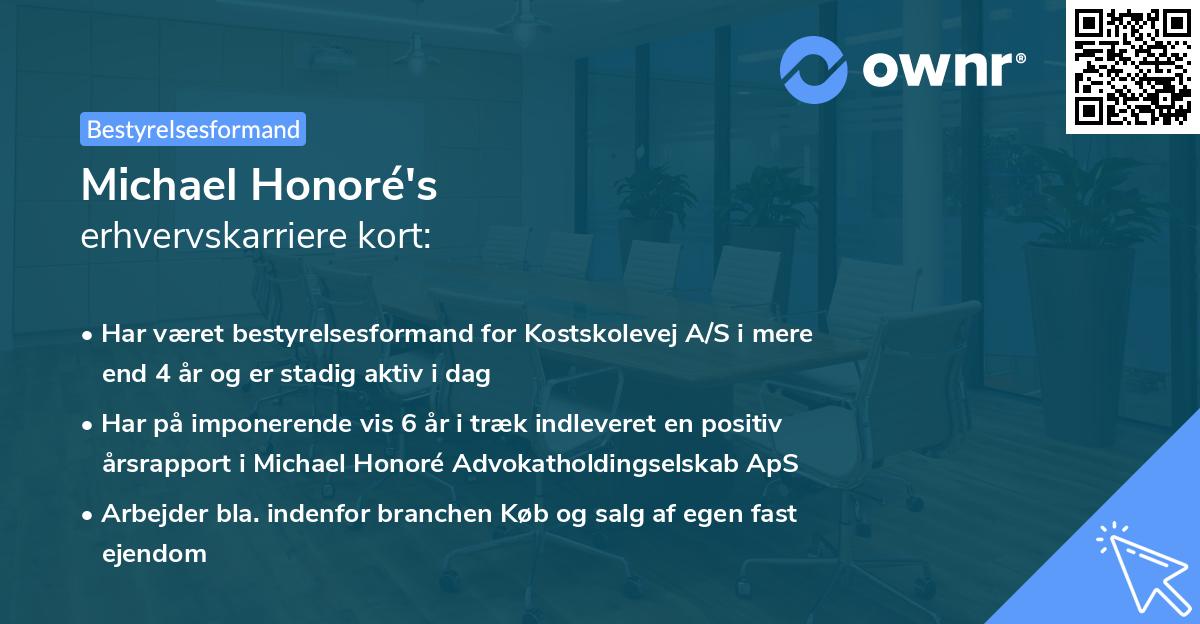 Michael Honoré's erhvervskarriere kort