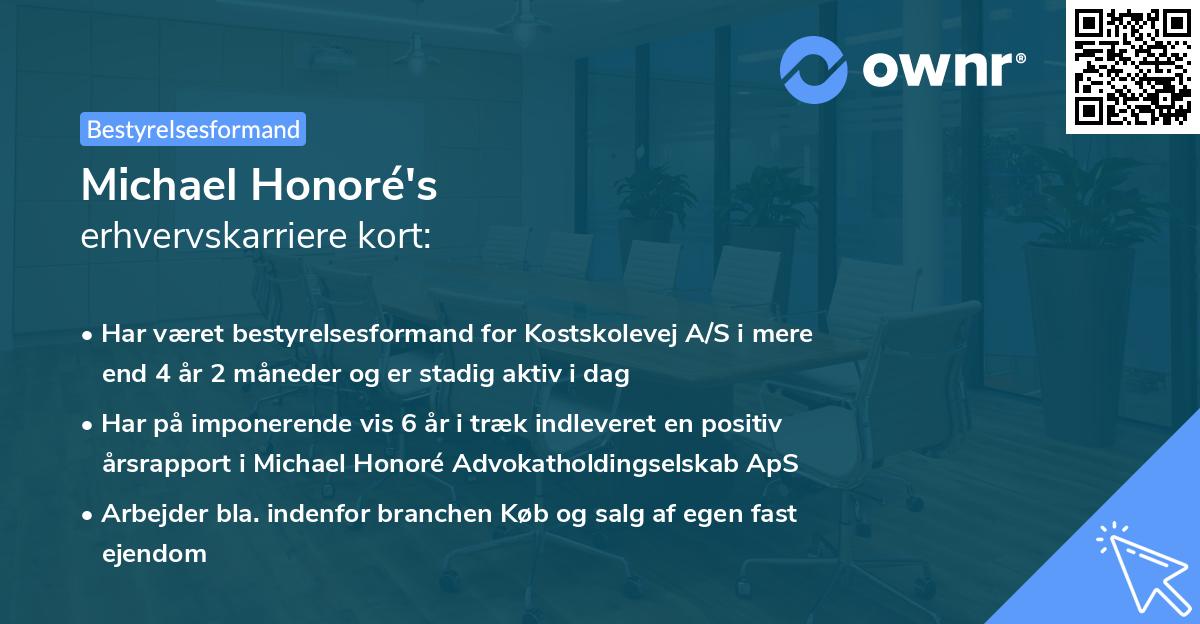Michael Honoré's erhvervskarriere kort