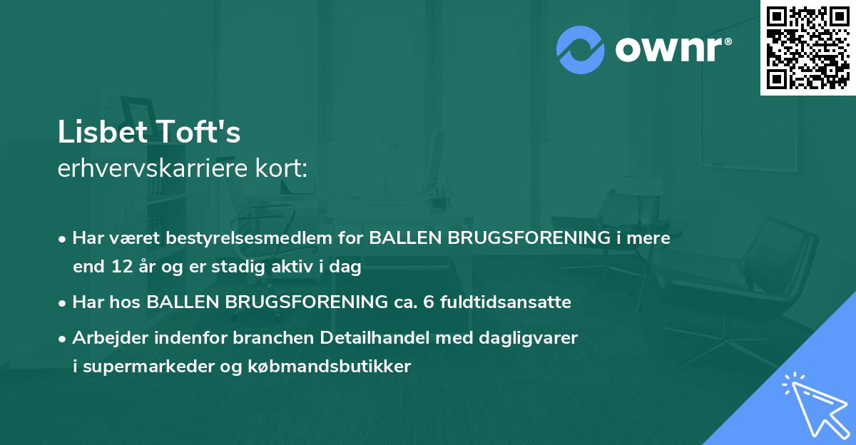 Lisbet Toft's erhvervskarriere kort