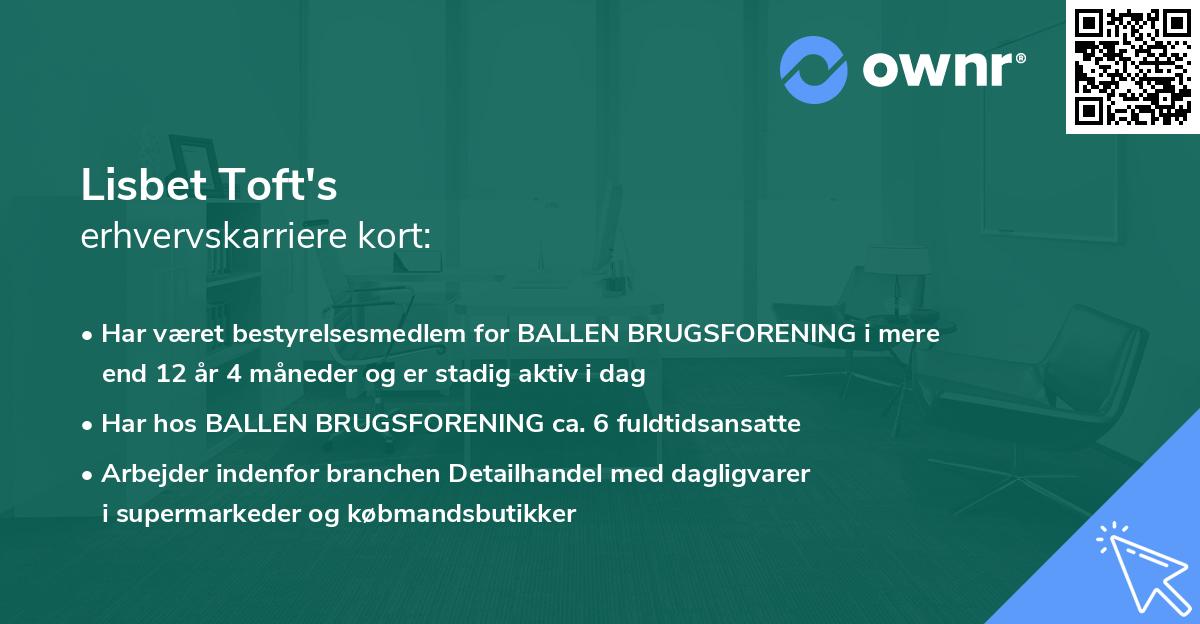 Lisbet Toft's erhvervskarriere kort