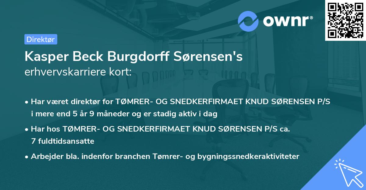 Kasper Beck Burgdorff Sørensen's erhvervskarriere kort