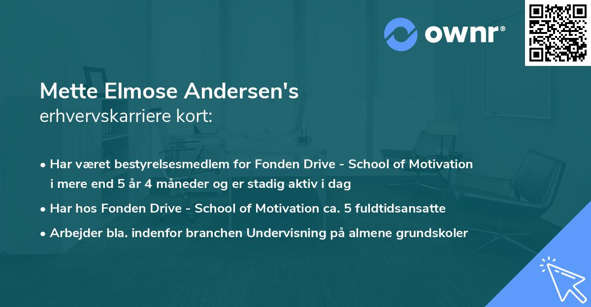 Mette Elmose Andersen's erhvervskarriere kort