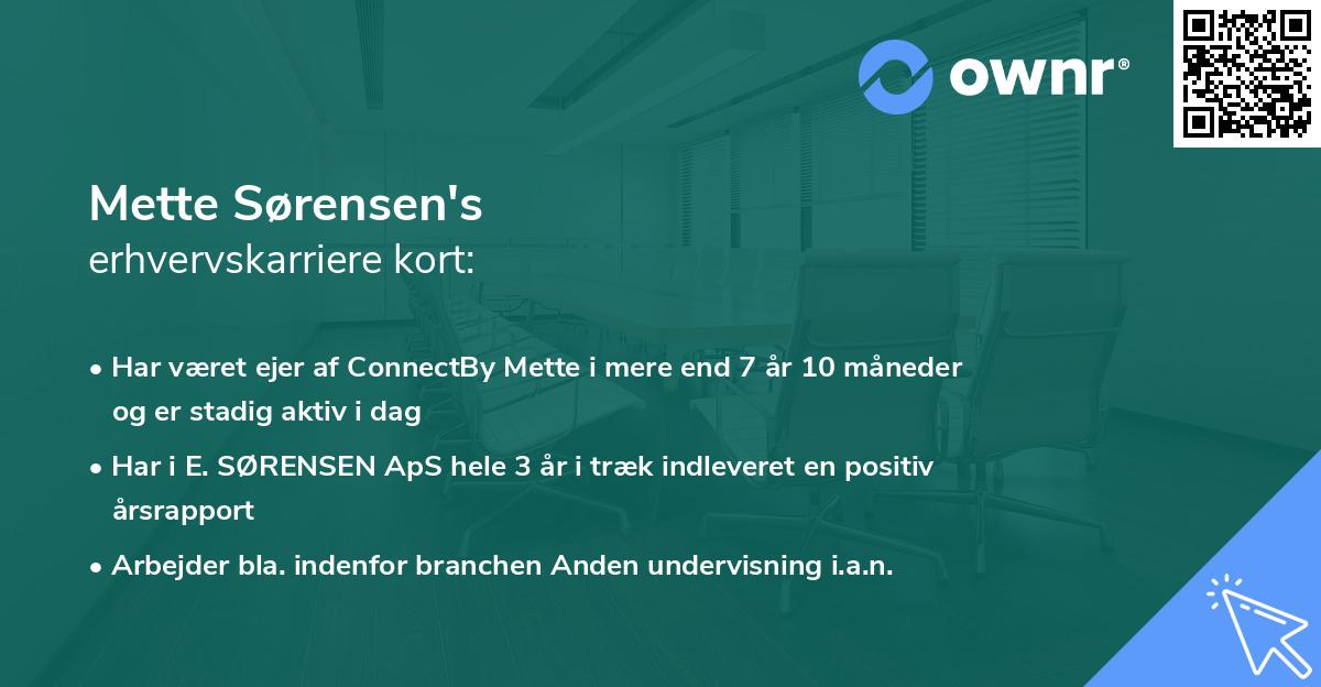 Mette Sørensen's erhvervskarriere kort