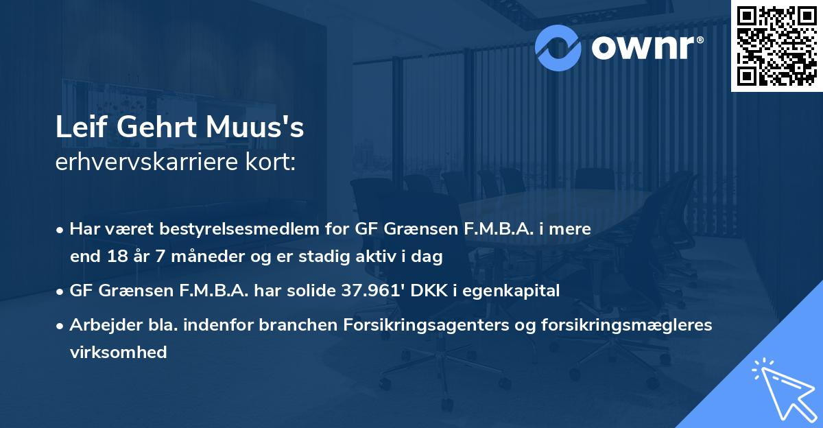 Leif Gehrt Muus's erhvervskarriere kort