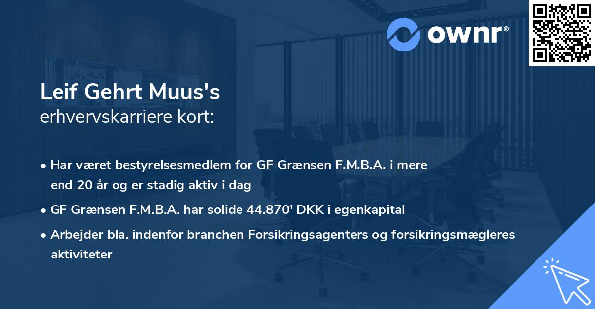 Leif Gehrt Muus's erhvervskarriere kort